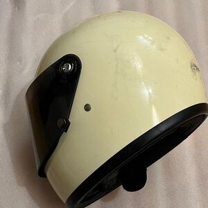 Unisex Cream Motorcycle Helmet with Black Visor Size: Medium